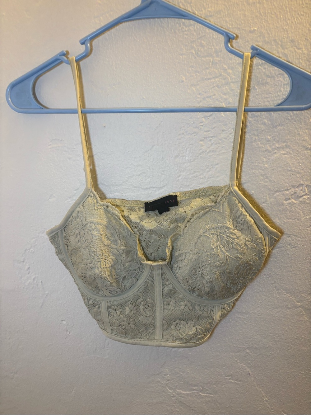 Lace Longline Bralette in Cream by